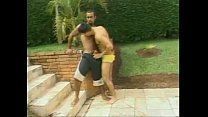Brasileiros gays com uma baita de gozar depois da transa